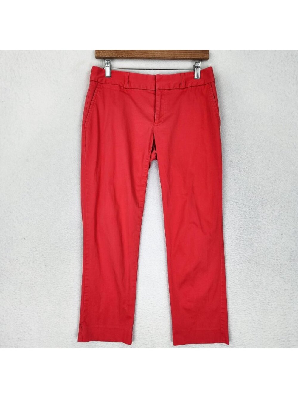Banana Republic Pants Womens 4 Red Sateen Crop Straight Leg Stretch Work Office
